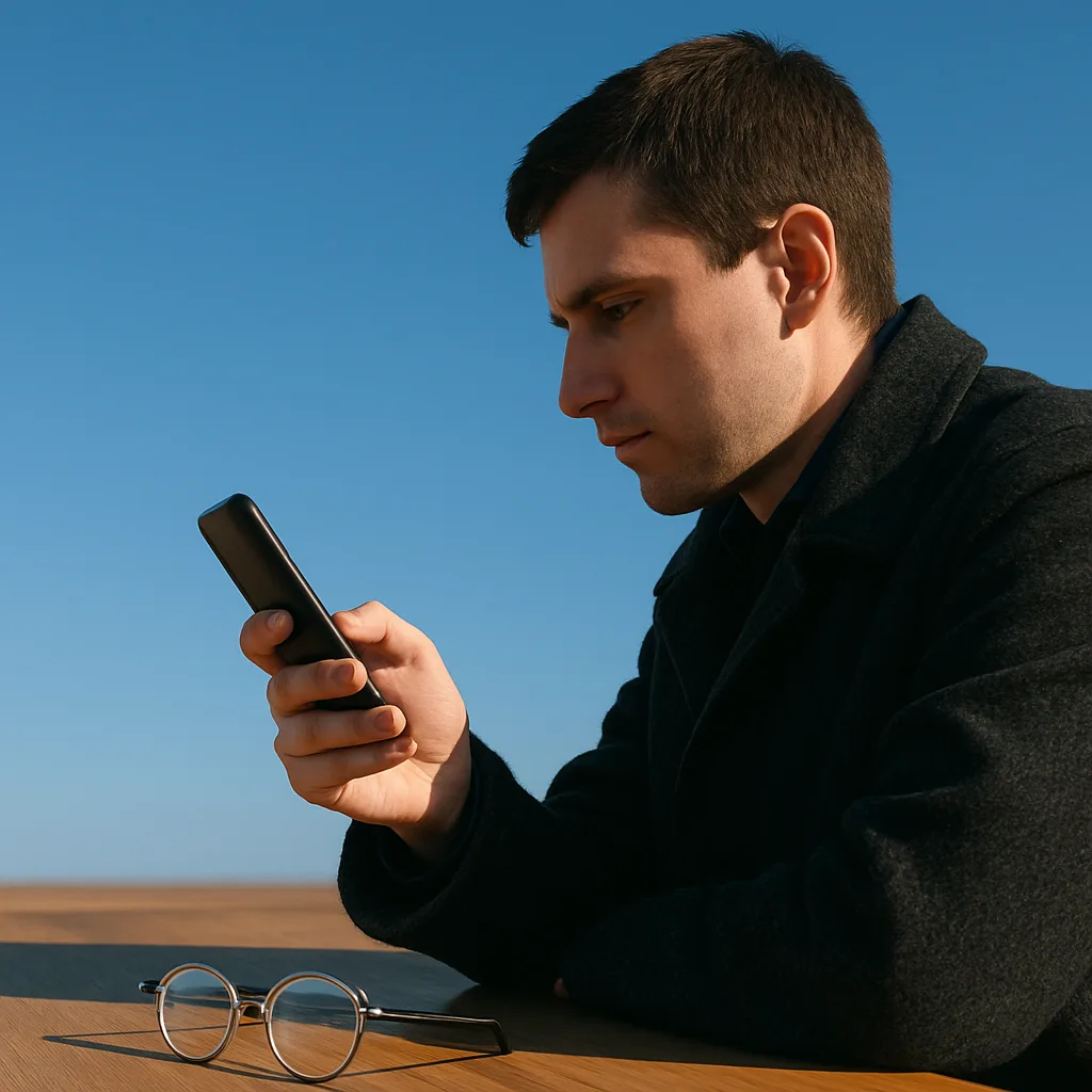 Person with a Smartphone in their Right Hand Sits