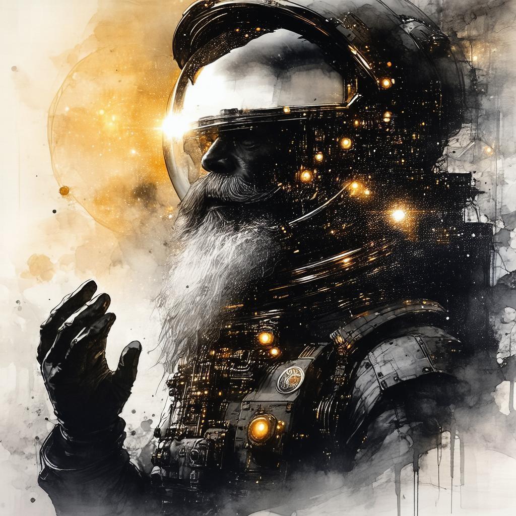 Ink Wash Techno Wizard Astronaut Worshiping Desna