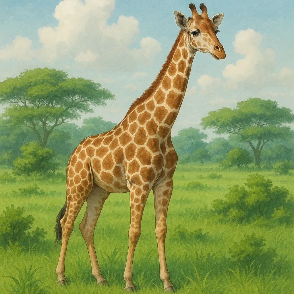 Giraffe Positioned Within a Vibrant