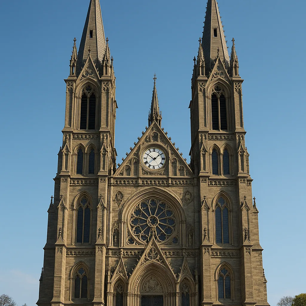 Gothic-style Church with Tall Spires