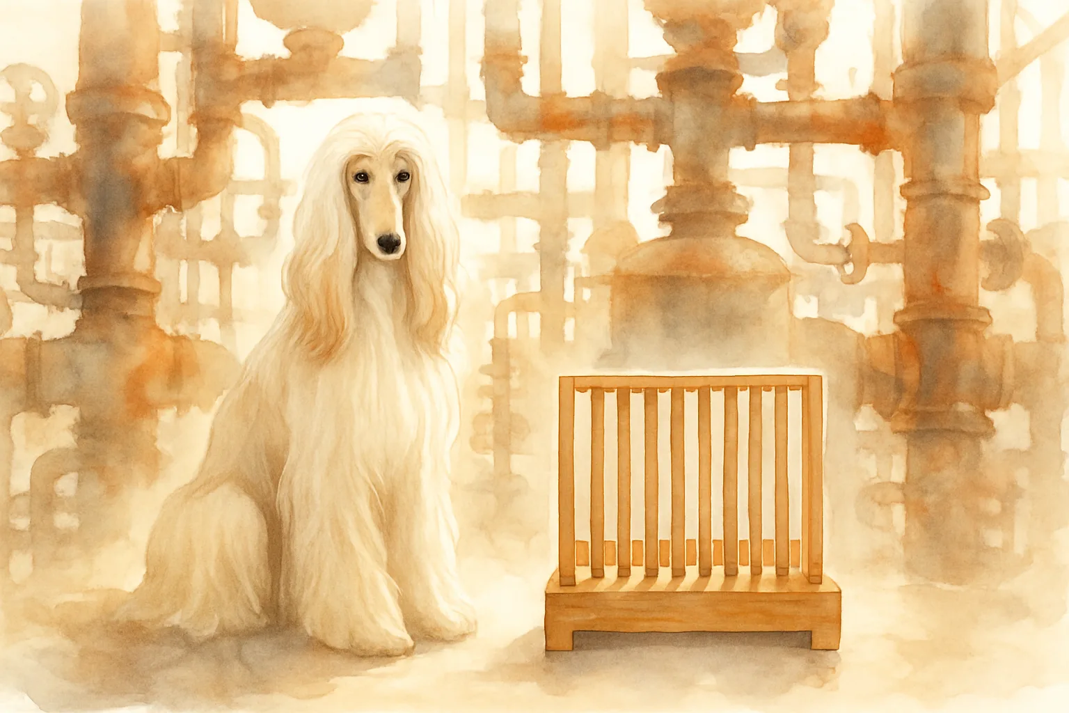 Cream-colored Afghan Hound