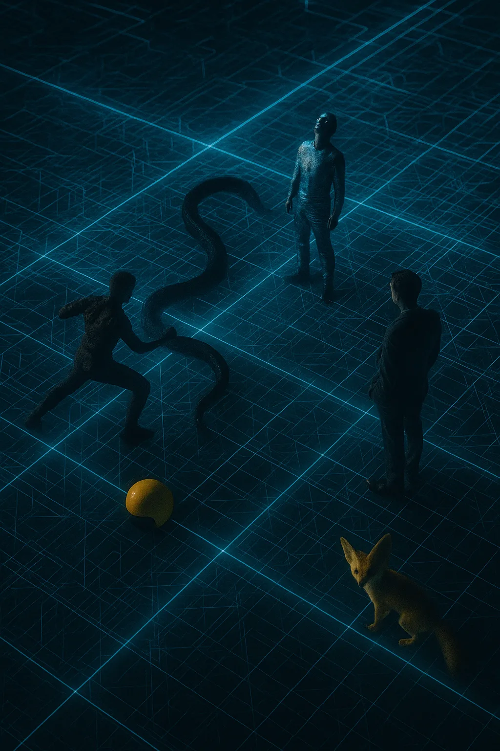 Glowing Neon Lines and Grids Creating a Digital Cyberspace