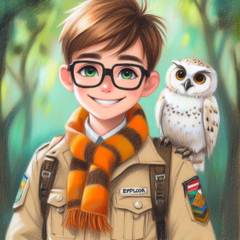 Young Explorer with Owl Drawing