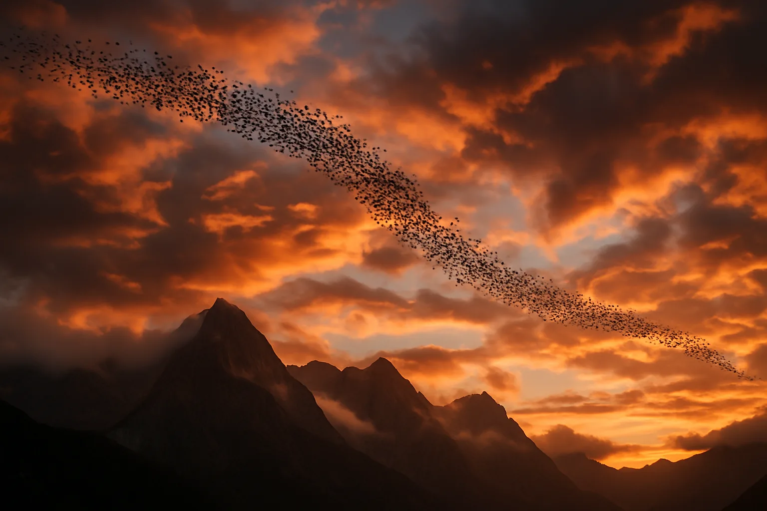 Vast Flock of Migratory Birds