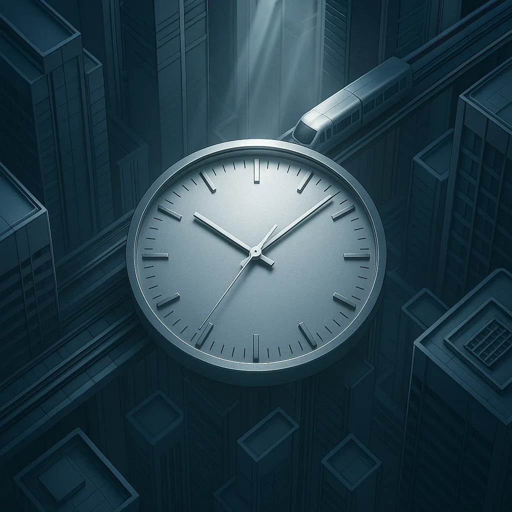 Within a Futuristic Cityscape Defined by Clean Lines and Forms
