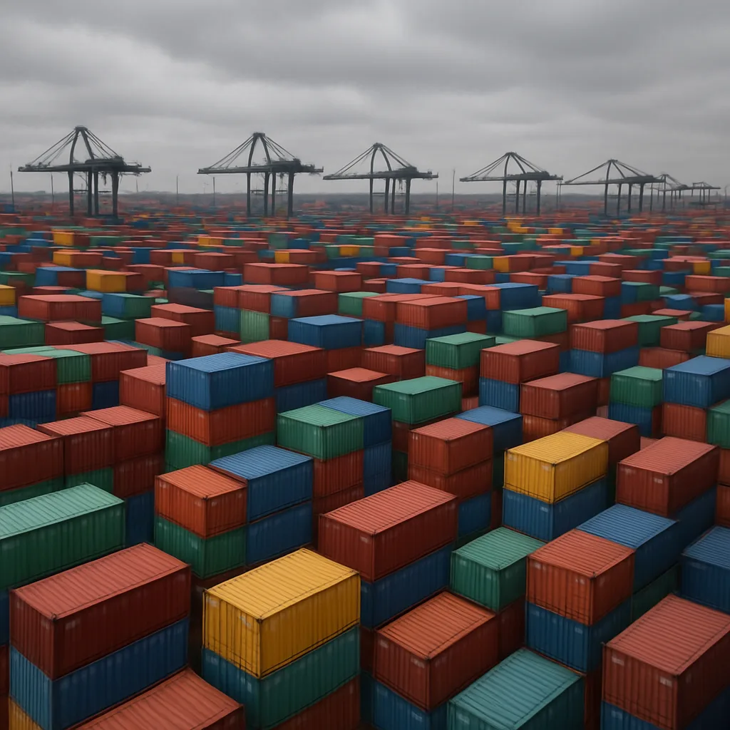 Countless Shipping Containers Are Stacked Like Colorful Building Blocks