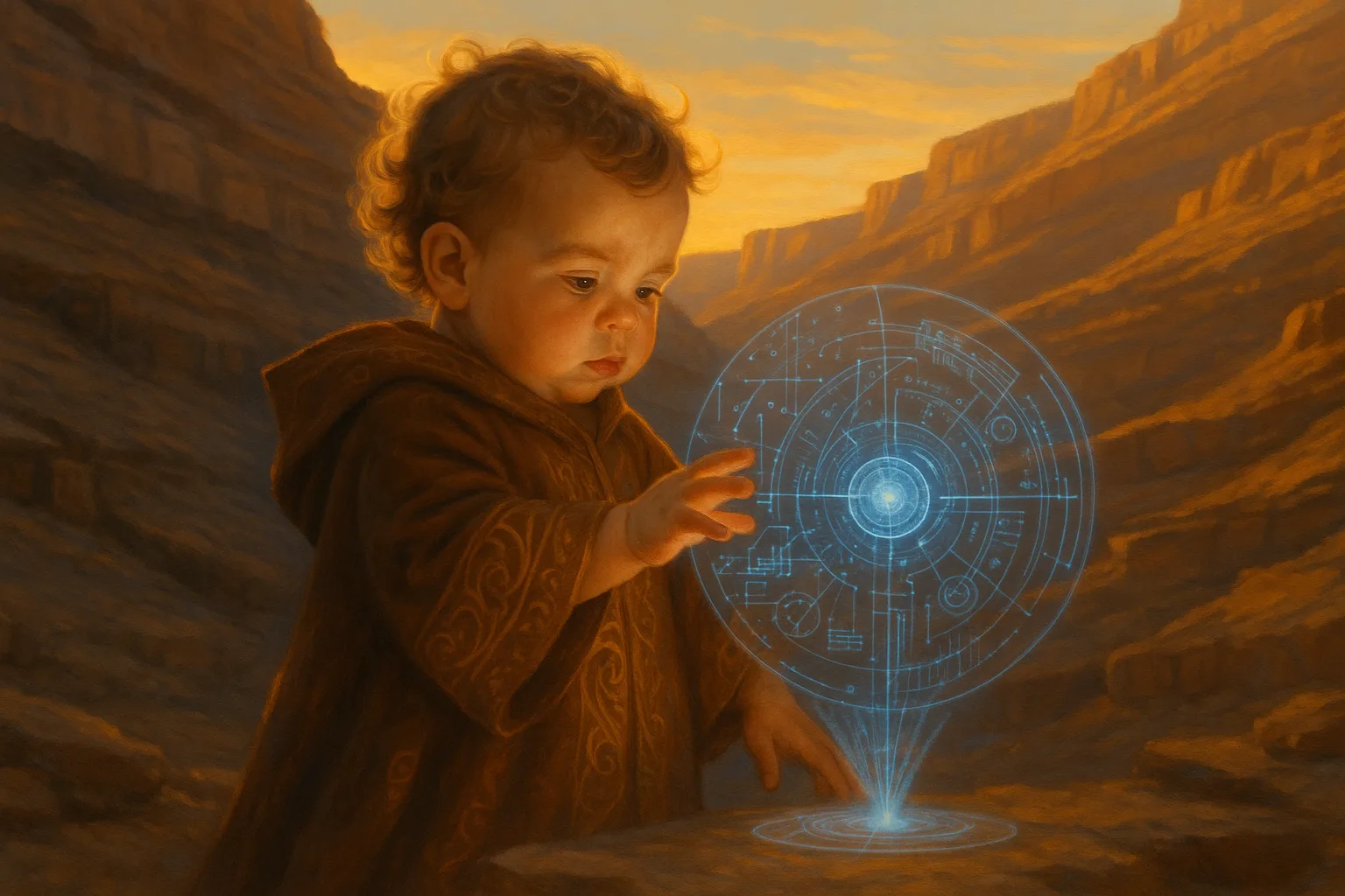 Toddler Innovator in a Flowing Robe