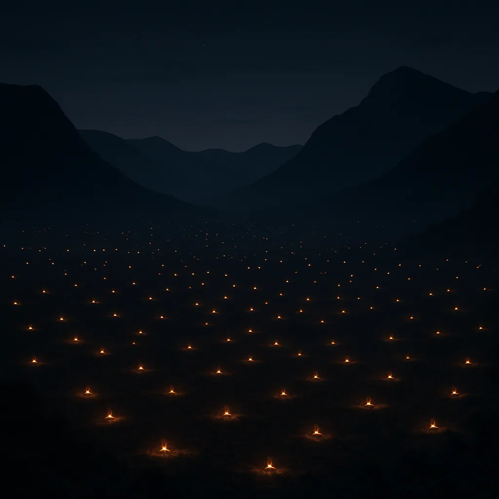 Countless Distant Campfires Twinkle Like Fallen Stars
