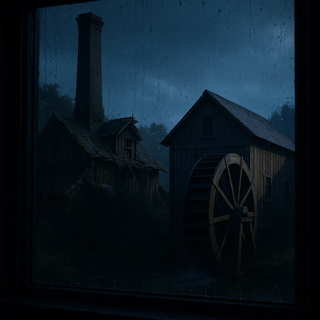 Through a Large Window Revealing a Rainy Day Outside