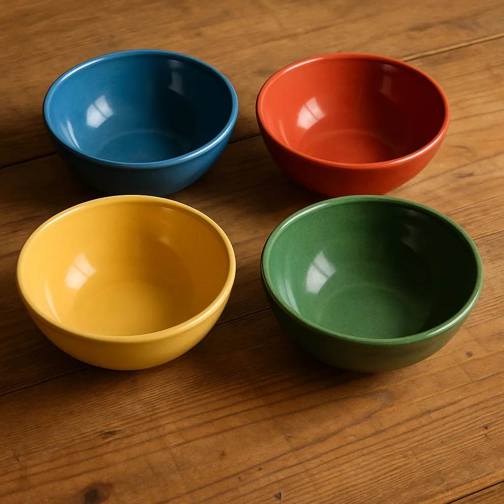 Four Ceramic Bowls of Varying Colors