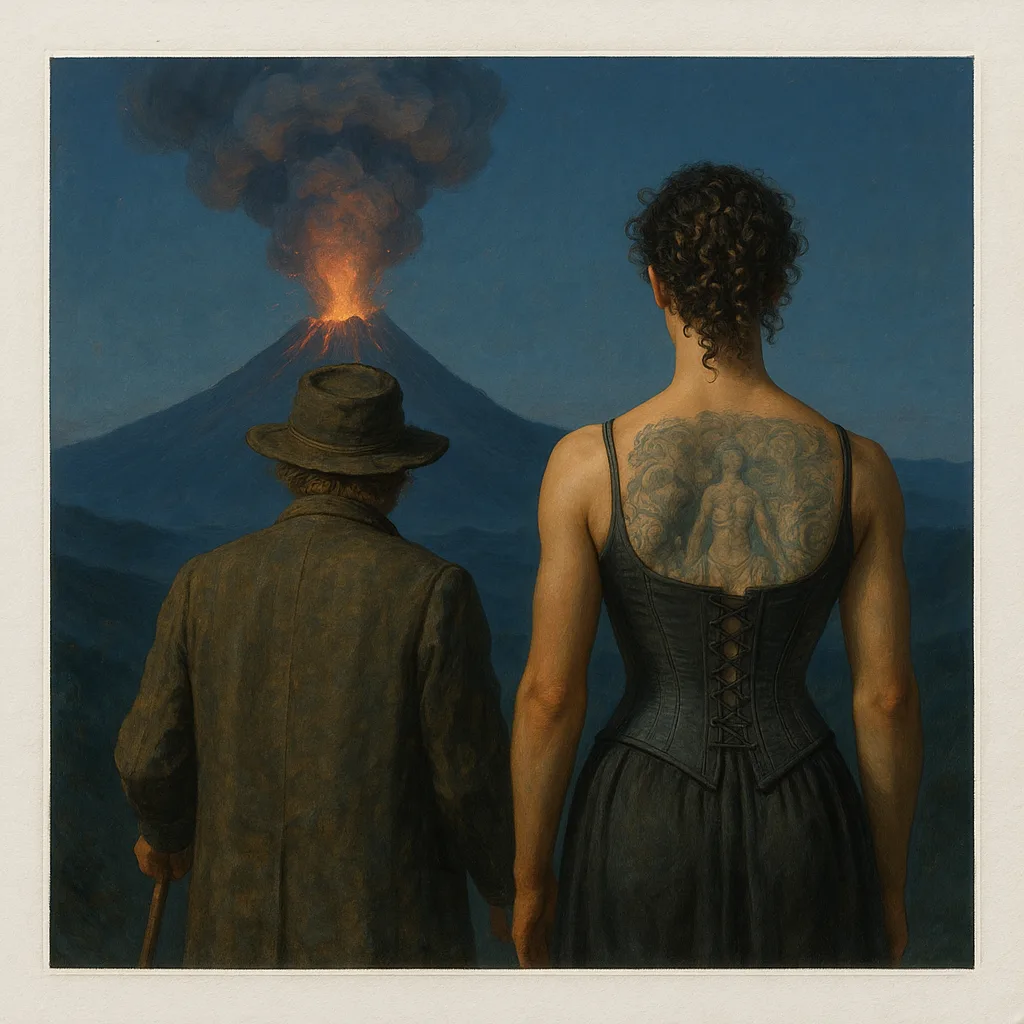 Two Figures Stand Shoulder to Shoulder