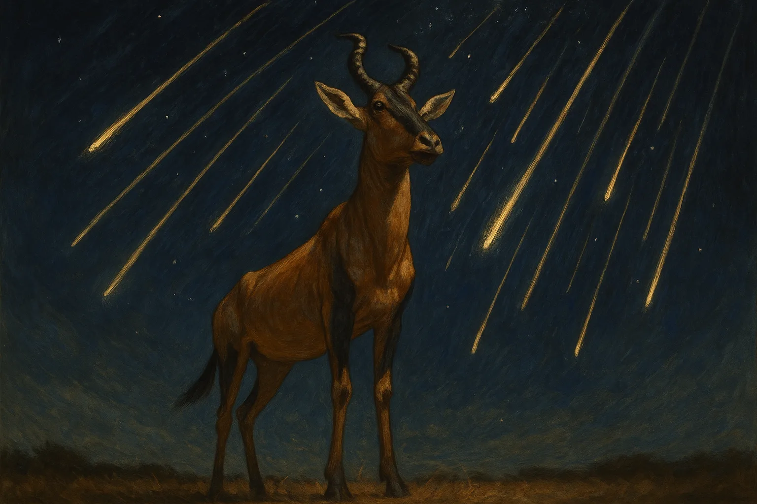 Lone Hartebeest in Primary and Neutral Tones Stands