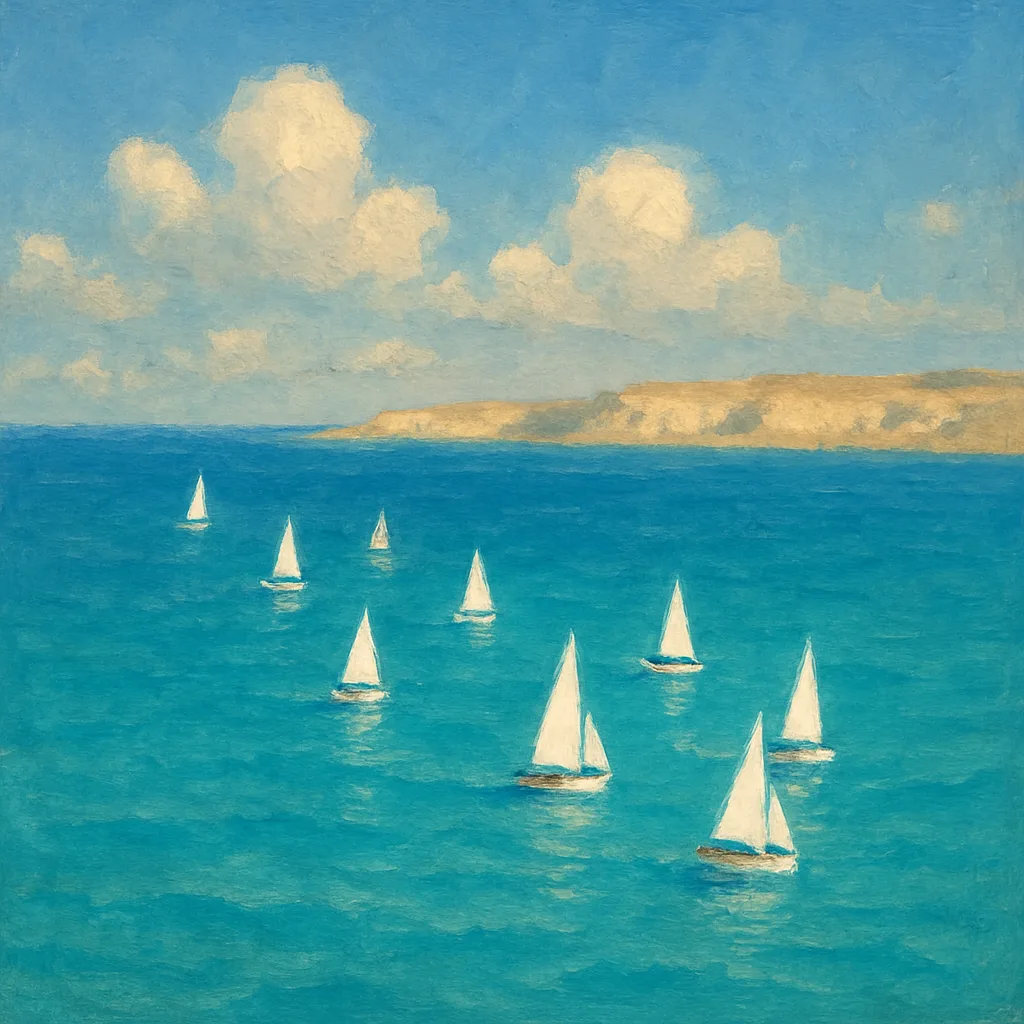 Small Flotilla of Sailboats