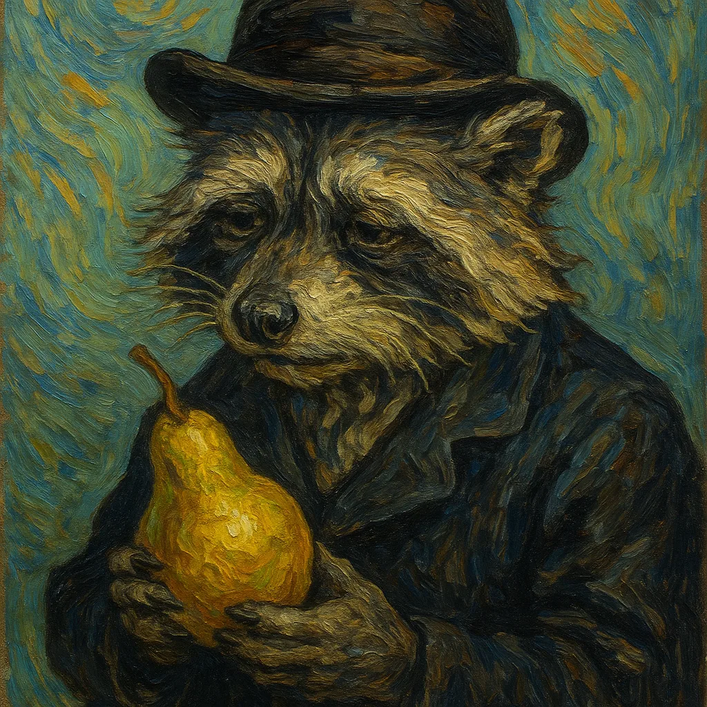 Vintage-inspired Oil Painting of an Aged Raccoon
