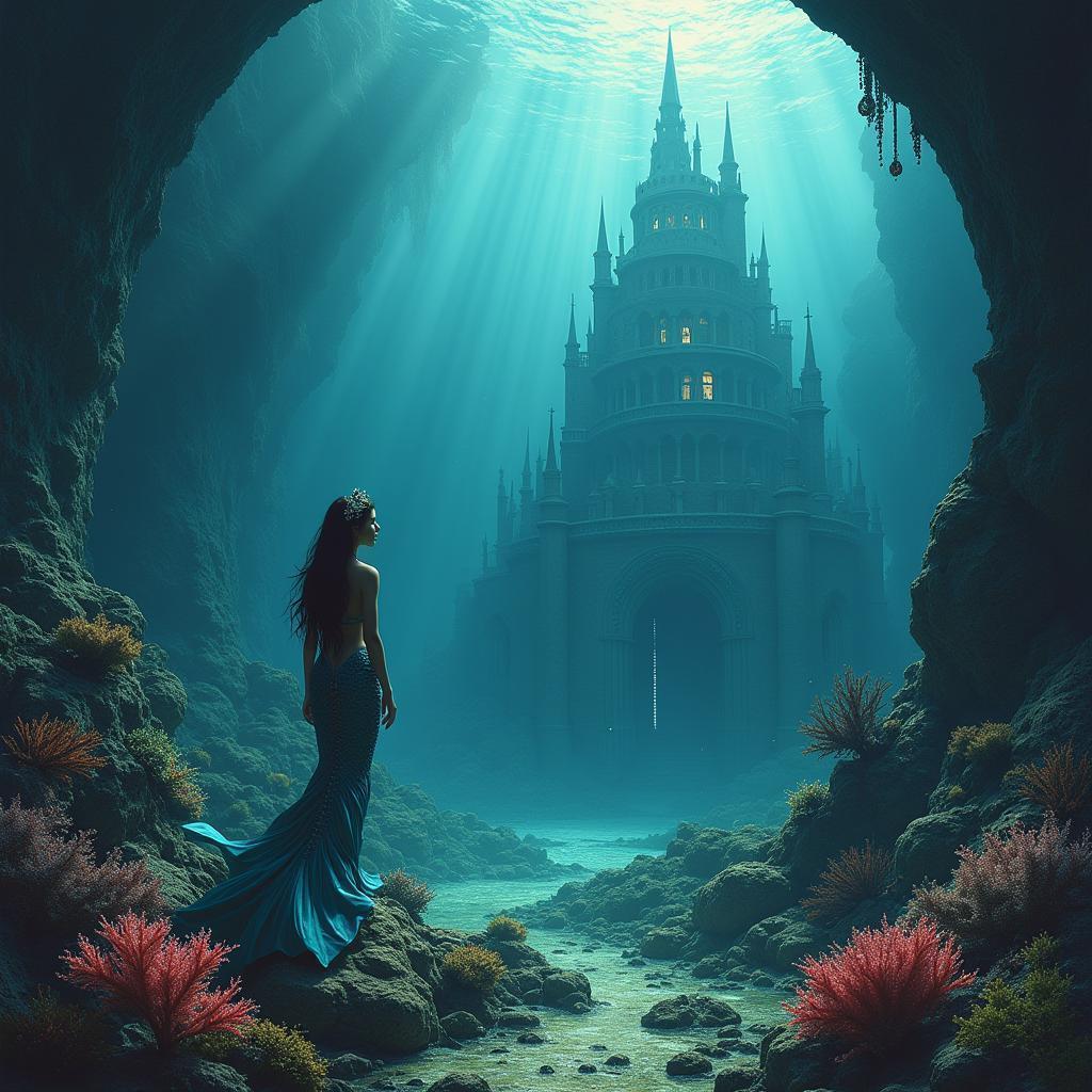 Mermaid Beholding Sunken Gothic Atlantis