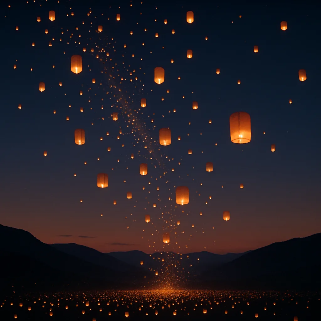 Thousands of Glowing Paper Lanterns Ascend in a Silent