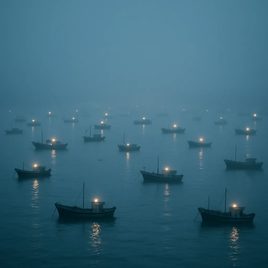 Numerous Tiny Fishing Boats