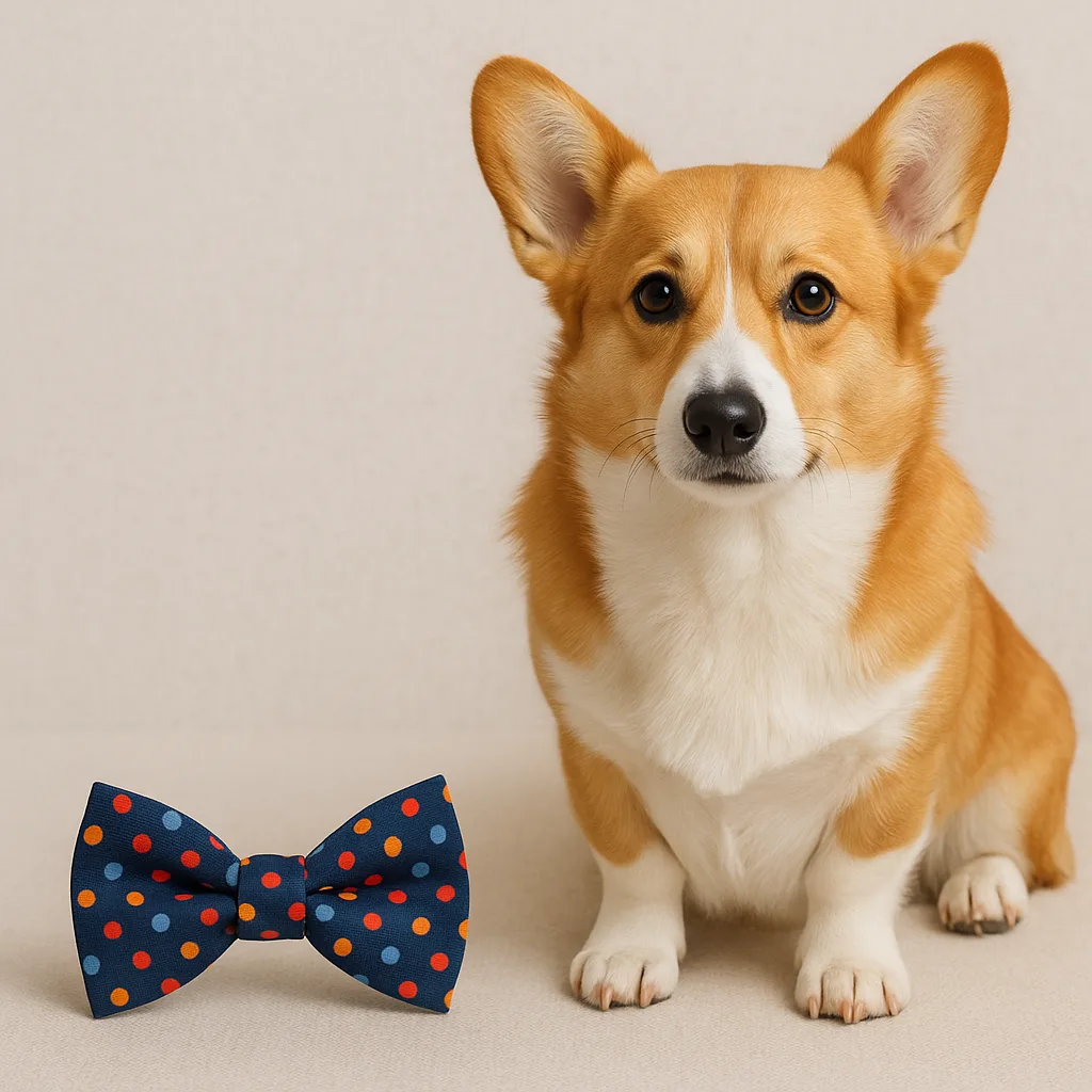 Patterned Bowtie on the Left with a Dog
