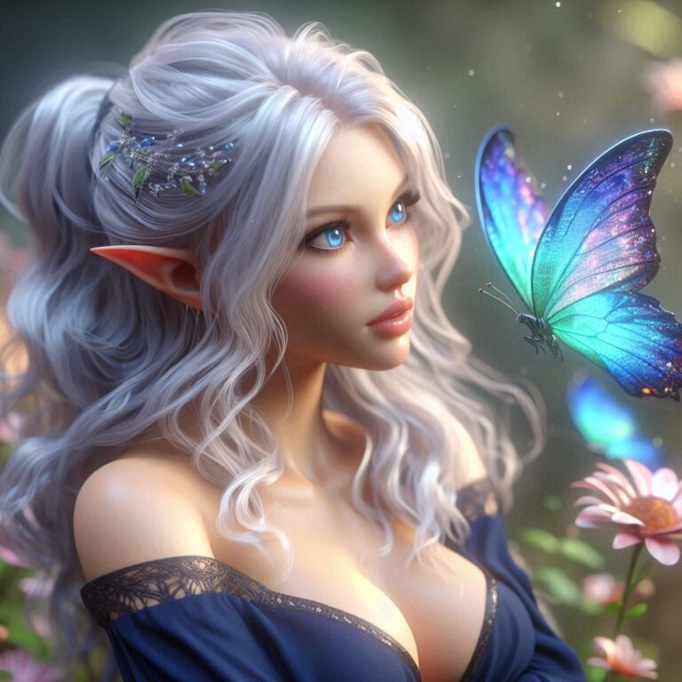 Fairy Elf Watching Butterflies