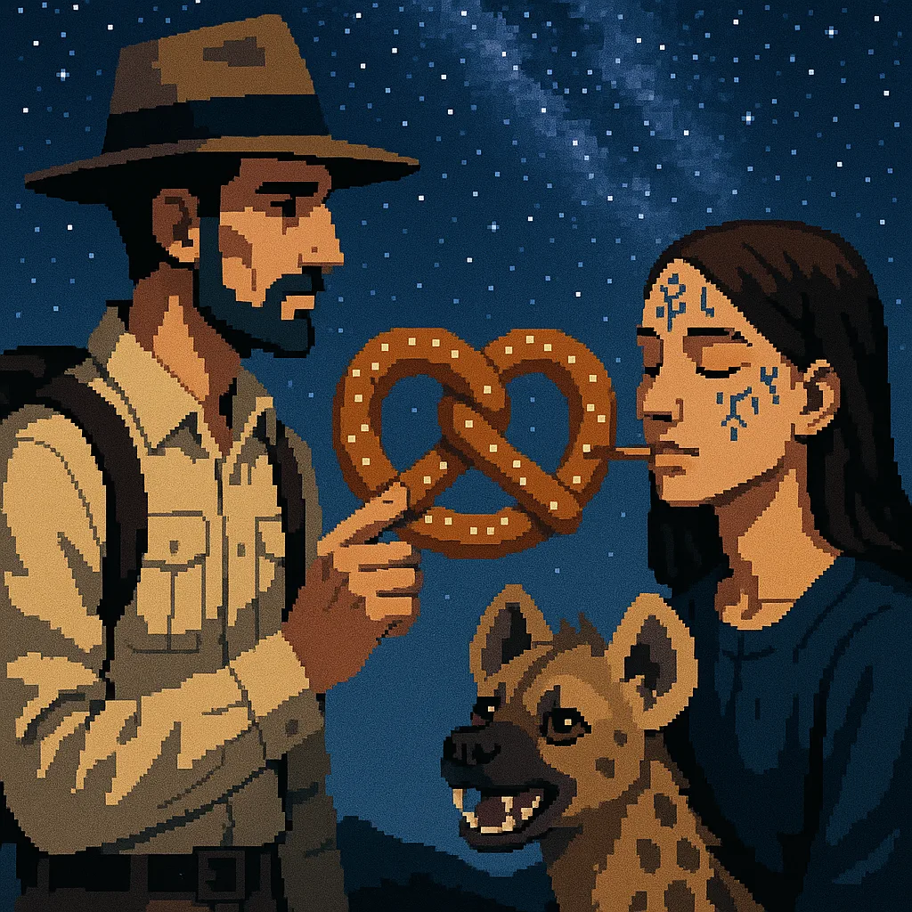 Tall Pixel-art Explorer with Defined Lips and a Serene
