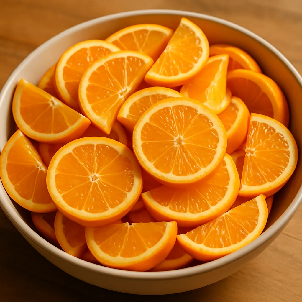 Generous Bowl Brimming with Freshly Cut Orange Slices