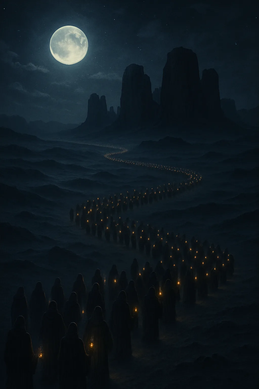 Vast Procession of Robed Figures