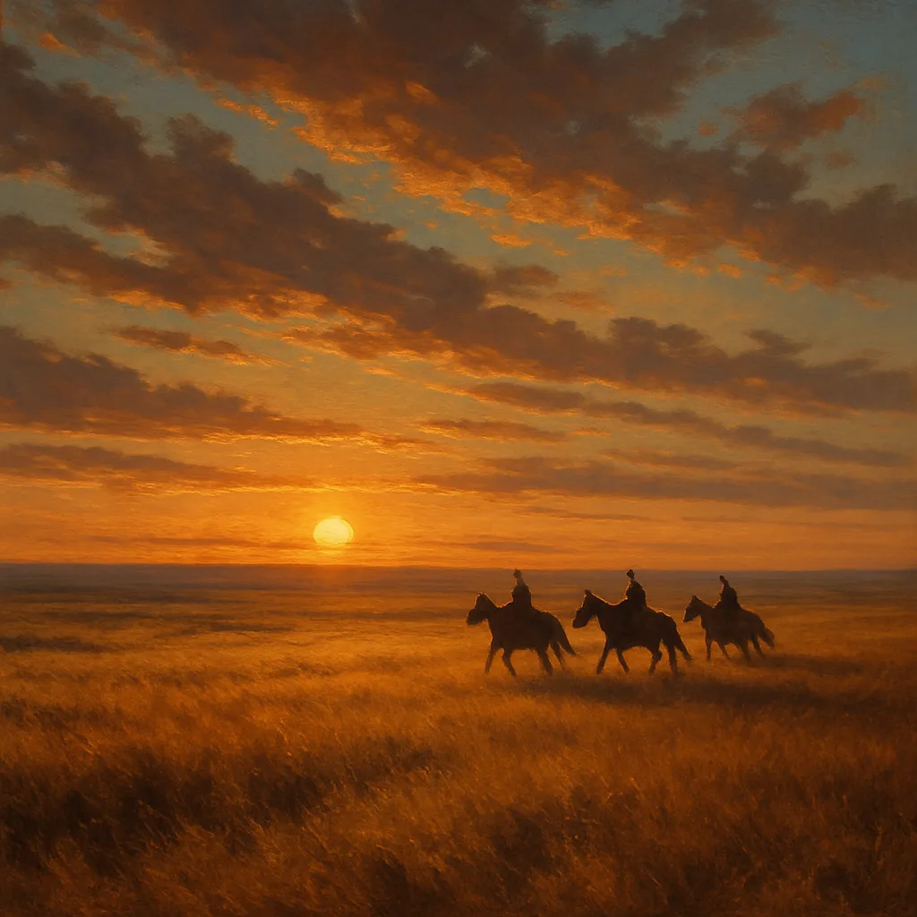 Few Distant Horseback Riders Traverse