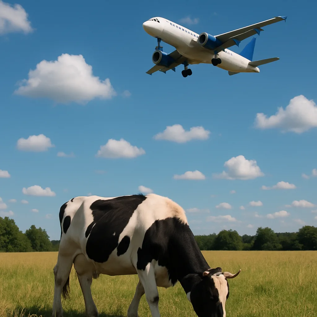 Image of a Cow Eating Grass in a Meadow