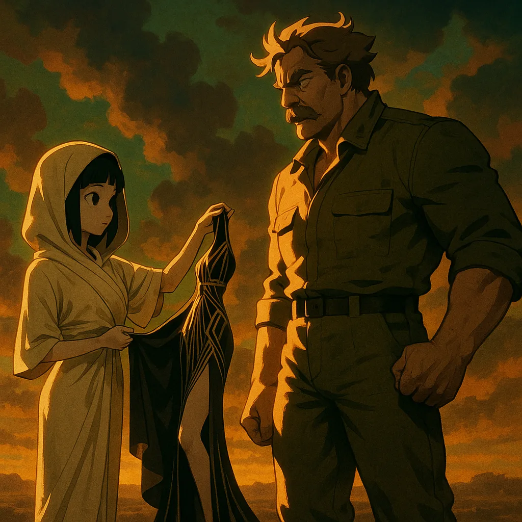Petite Anime Mystic with Jet-black Eyes in a Traditional Wrap