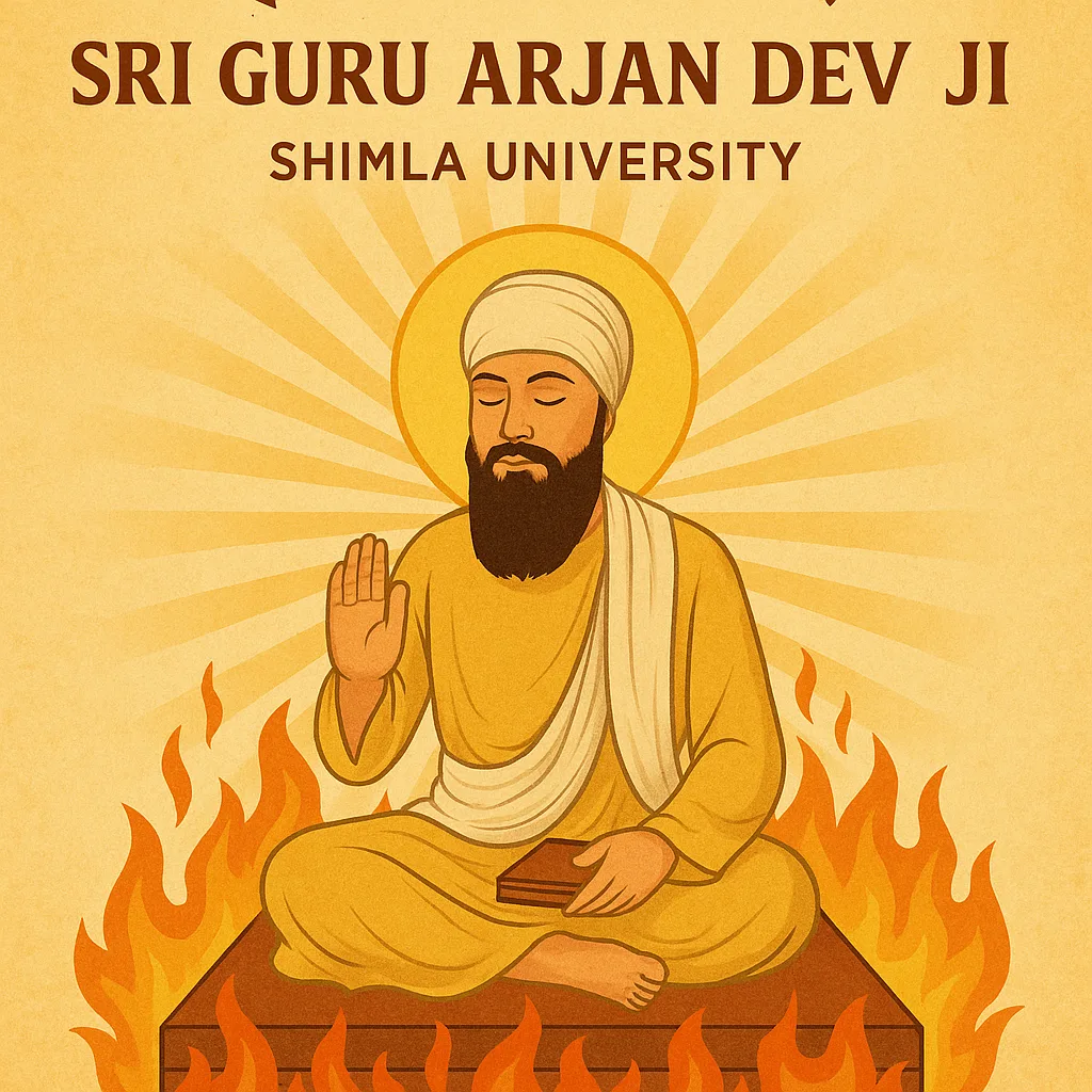 Depiction of Sri Guru Arjan Dev Ji Seated