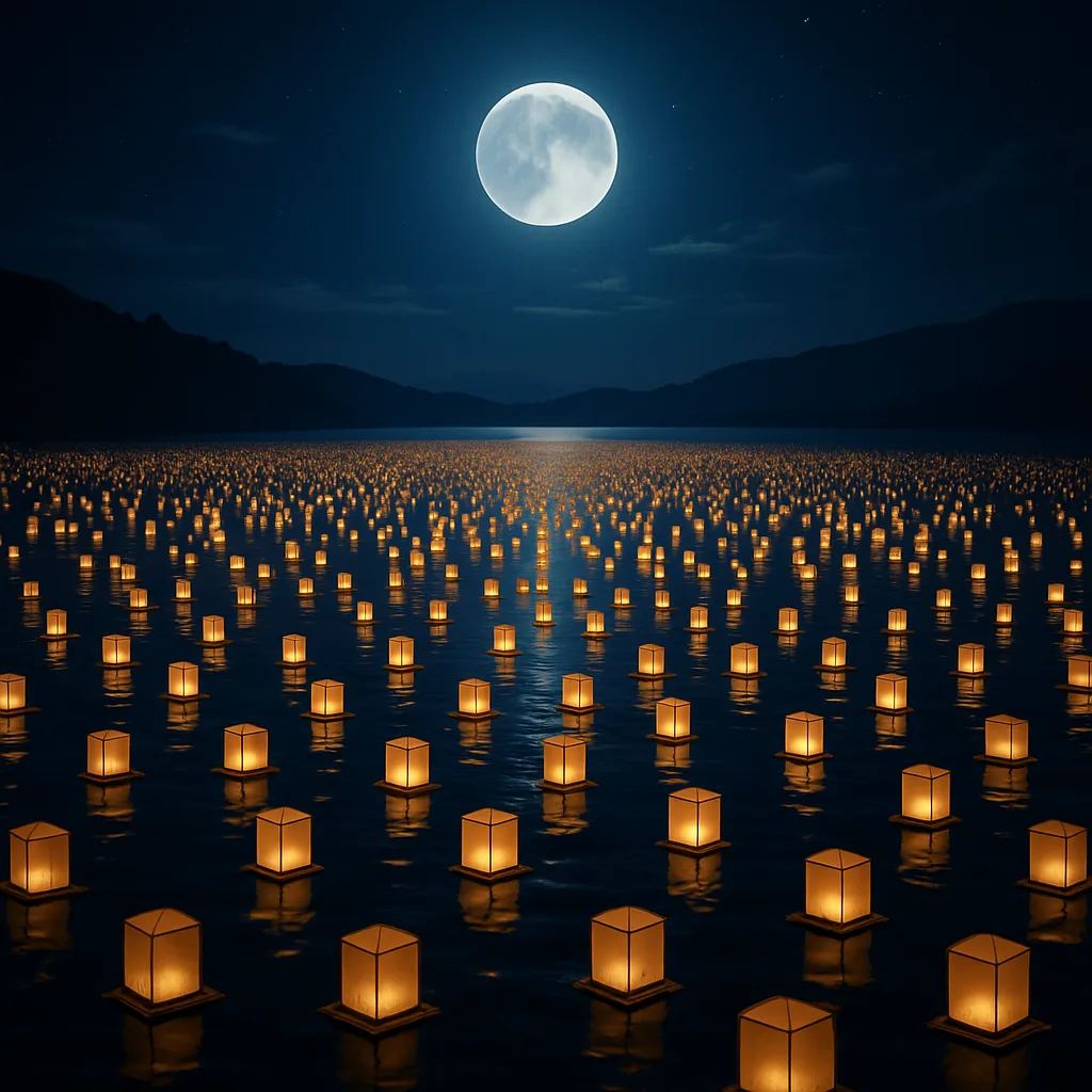 Immense Flotilla of Countless Tiny Paper Lanterns Drifts Silently