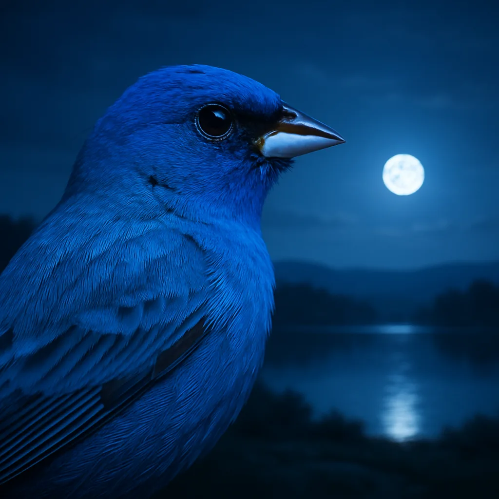 Photorealistic Indigo Bunting in Profile