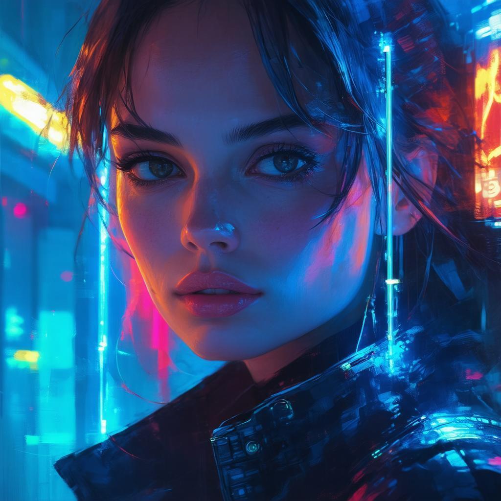 Natalie Portman in Neonpunk Fantasy Lines