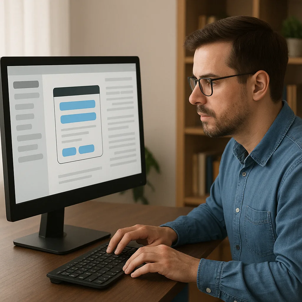 Person Using a Computer by Typing on the Keyboard