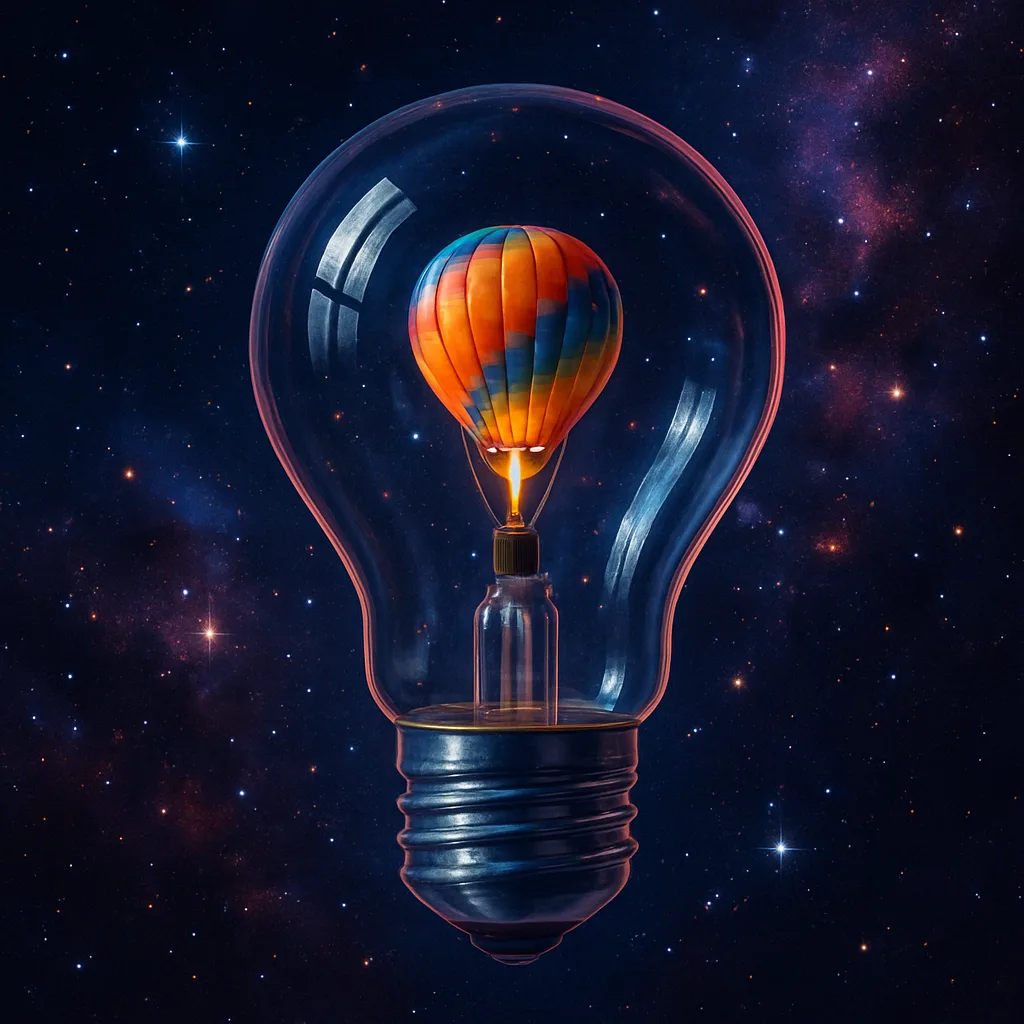 Ethereal Depiction of a Pristine Glass Light Bulb Drifting Peacefully