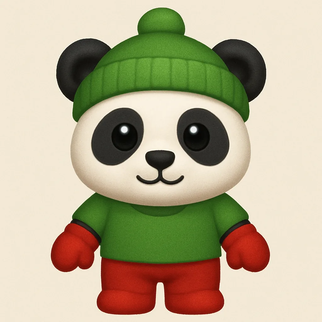 Baby Panda Emoji Dressed in a Green Hat