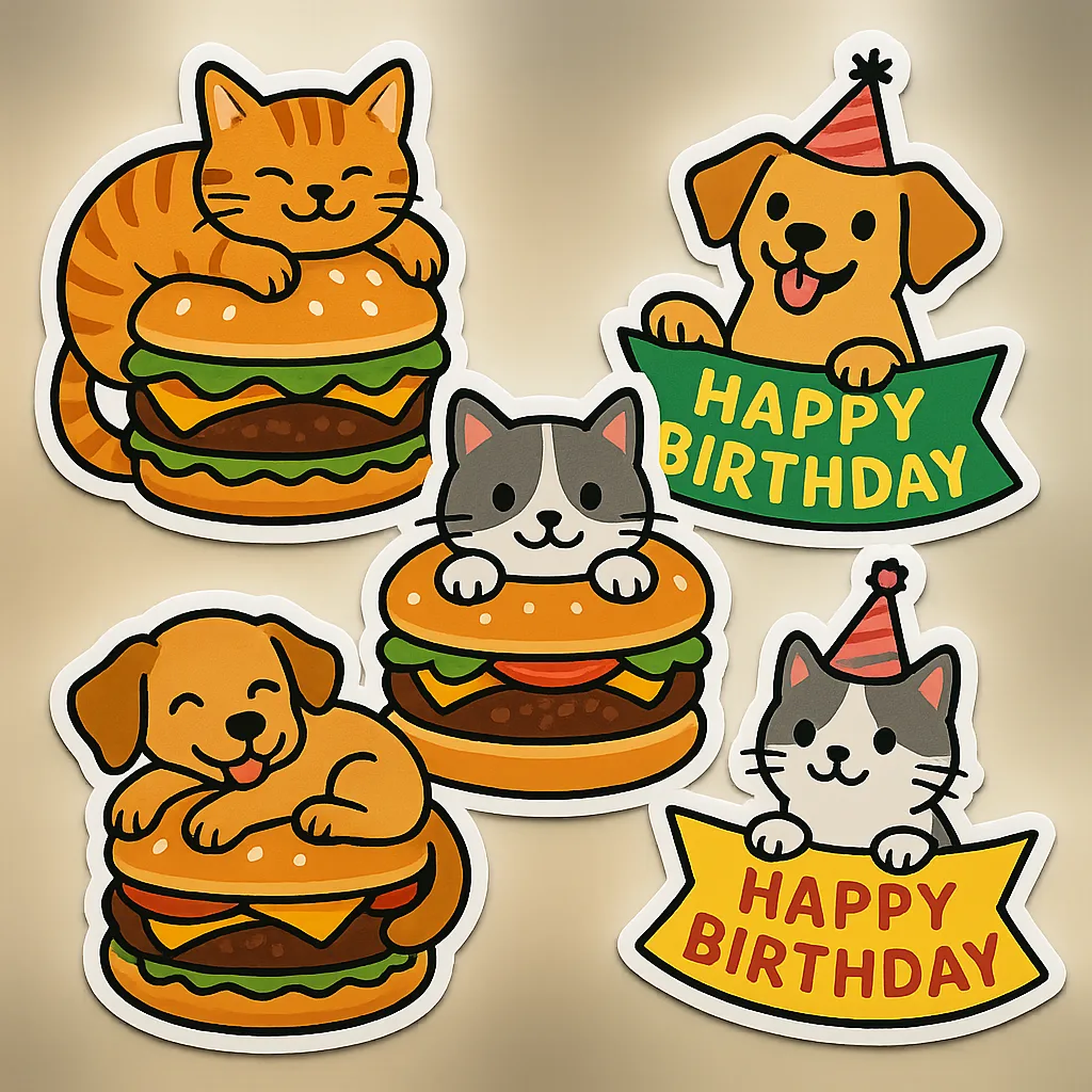 Charming Variety of Waterproof Stickers Features Vibrant Designs of Cats
