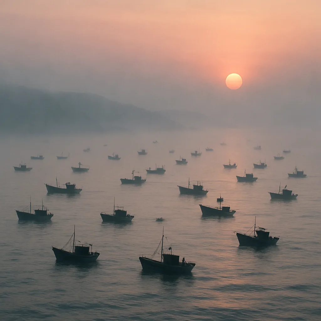 Fleet of Numerous Small Fishing Boats
