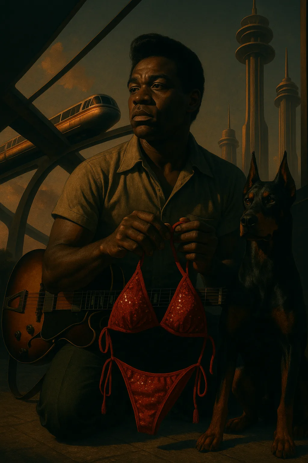 Legendary Musician-inspired Lover with a Wide Broad Nose and Mid-20th-century