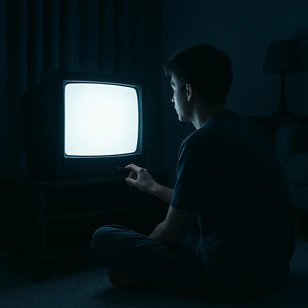 Person Engaged with a Television During the Late Hours