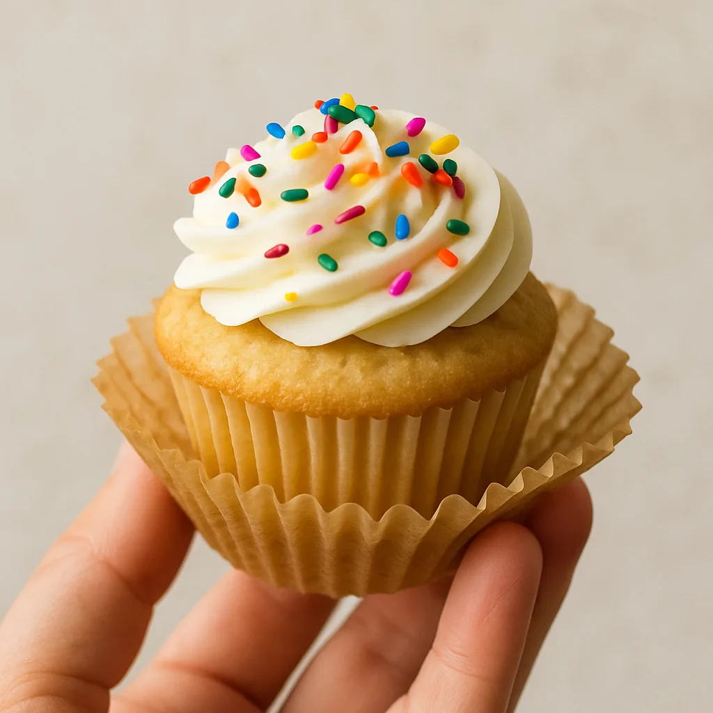 Vanilla Cupcake Topped with Rainbow Sprinkles