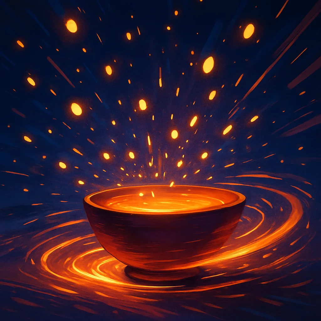 Exhilarating Animated Sequence Showcasing a Rotating Bowl Encircled by Luminescent