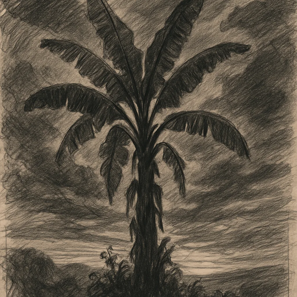 Sketch Depicting a Majestic Banana Tree