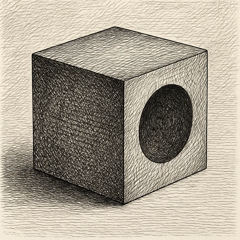 Meticulously Crafted Pen-and-ink Illustration of a Cube