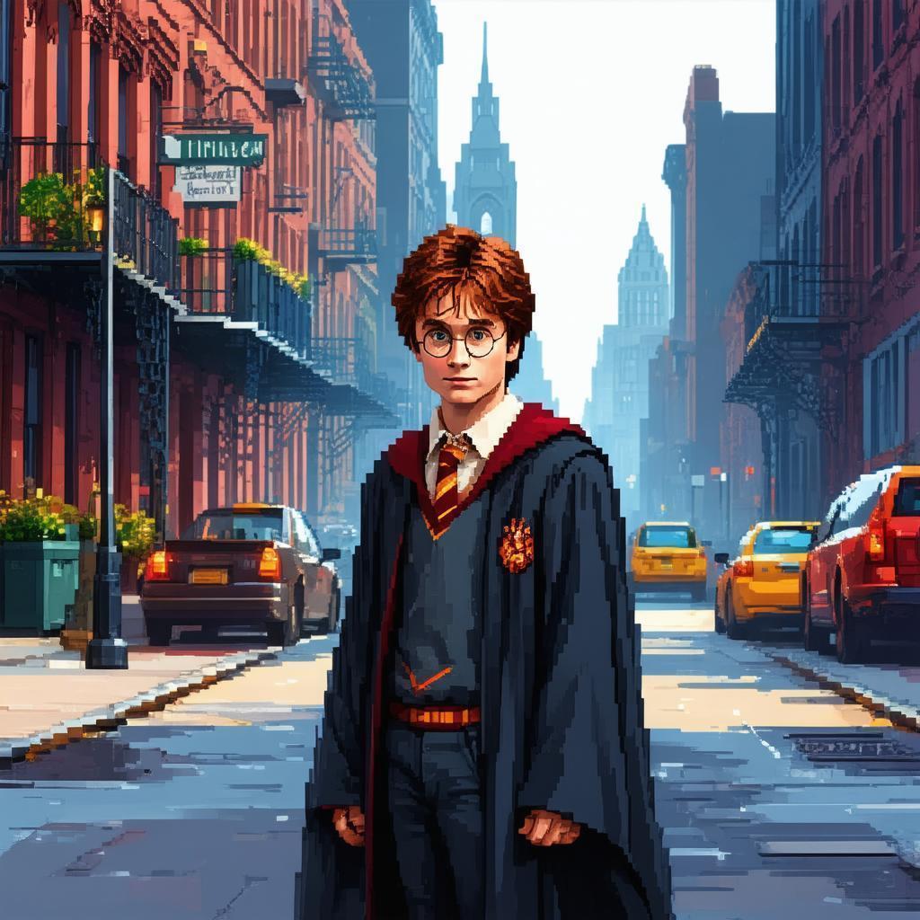 Pixel Harry Potter on Brooklyn Streets