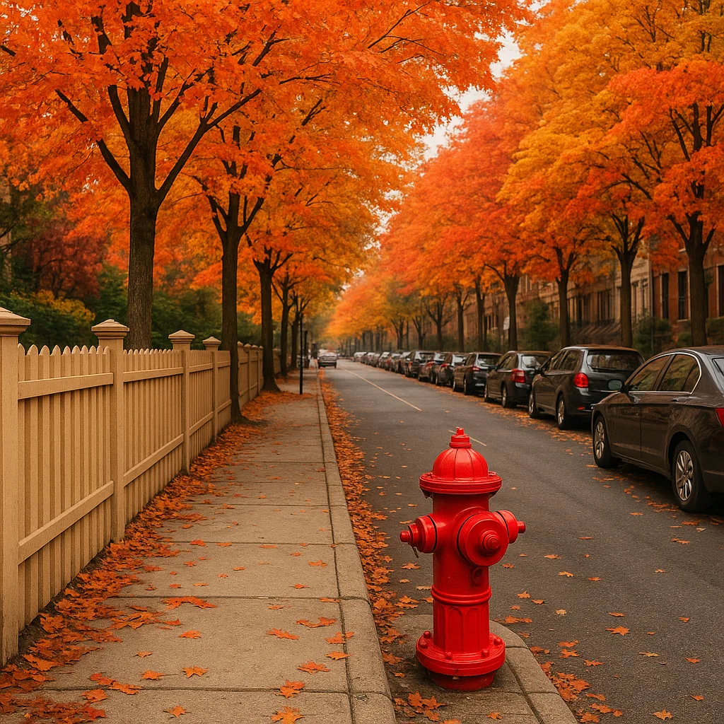 City Street with Autumn Trees