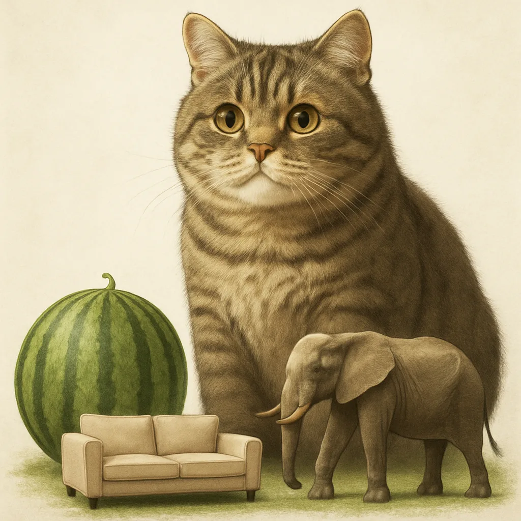 Describe a Cat Whose Size Surpasses That of a Watermelon