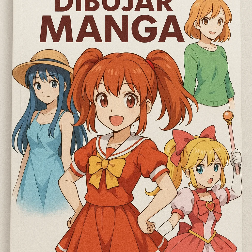 Spanish-language Manga Drawing Guidebook Featuring Illustrated Female Characters in Colorful
