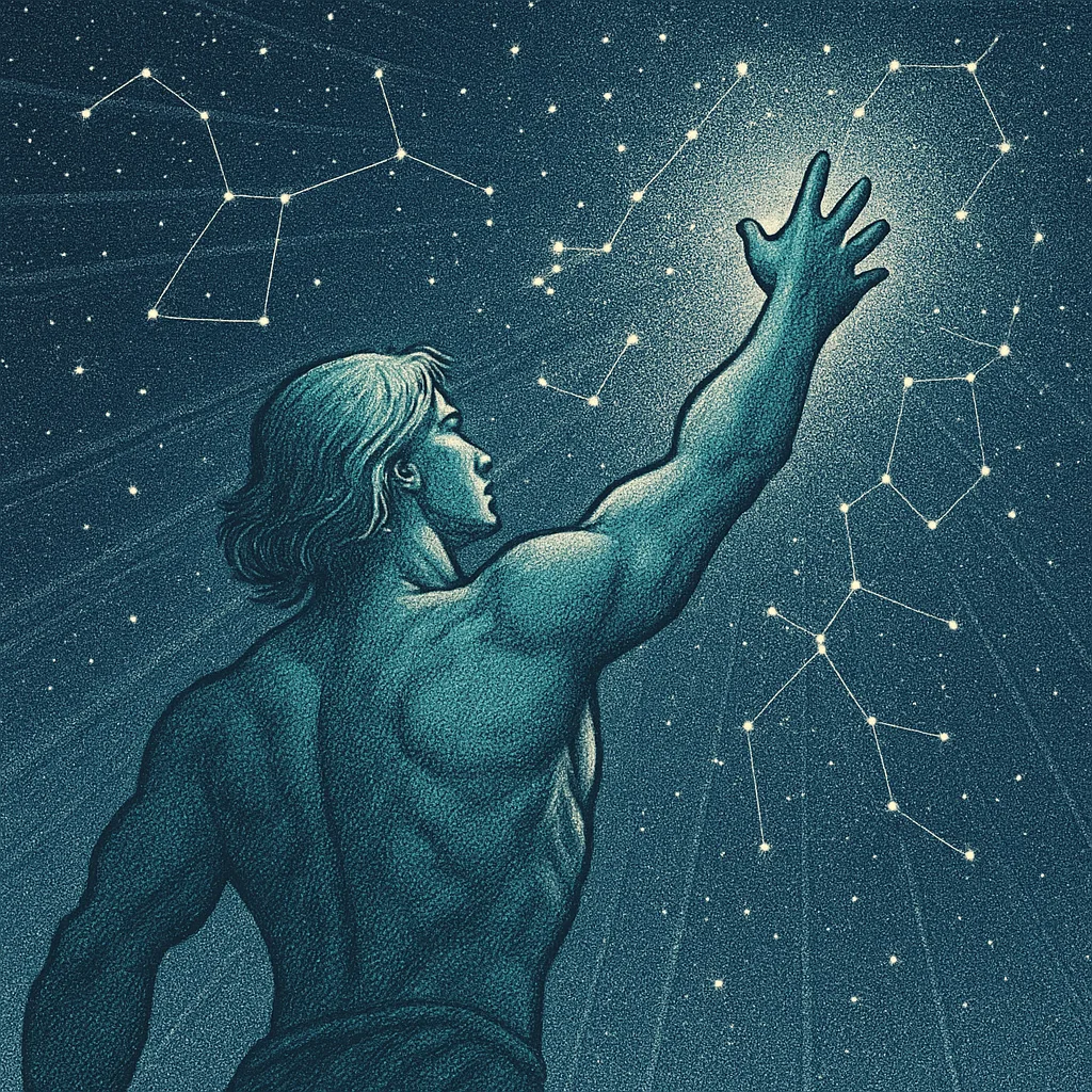 Aged Yet Athletically Defined Figure of Unnatural Blue-green Hue