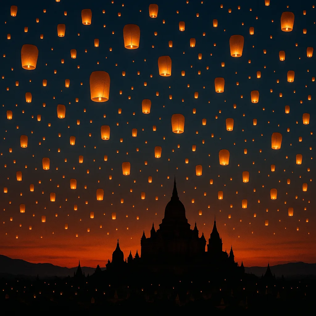 Thousands of Glowing Paper Lanterns Ascend into the Twilight Sky